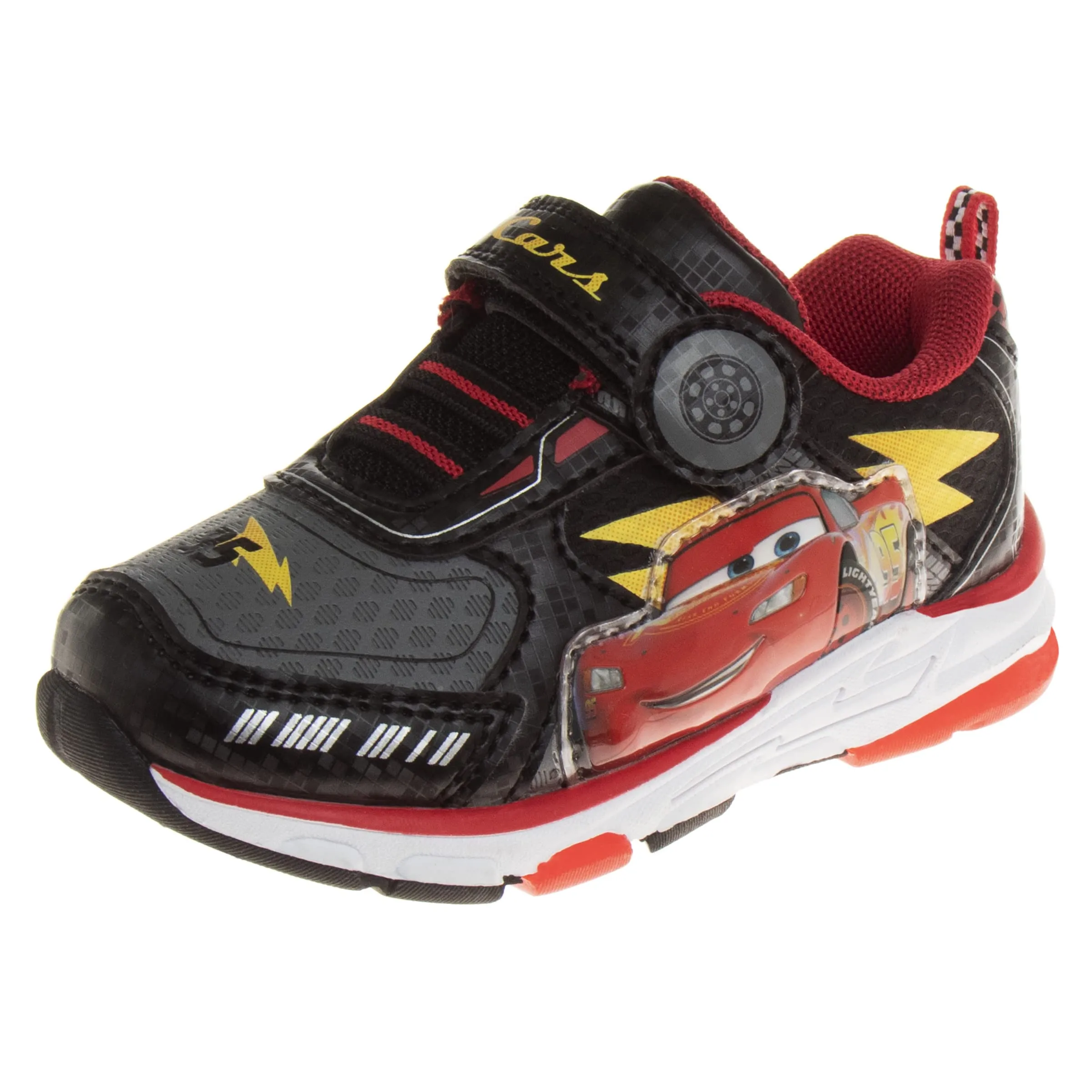Disney Pixar Cars LED Light Up Sneakers - Lightning McQueen Shoes Kids Lightweight Tennis Breathable Athletic Shoe (Size Toddler - Little Kids)