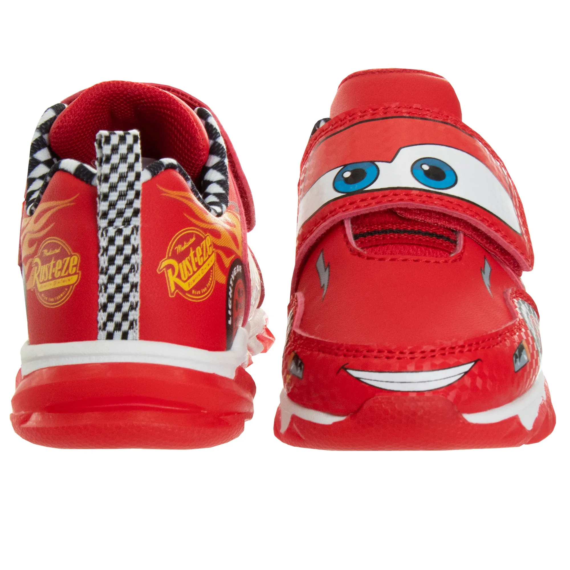 Disney Pixar Cars LED Light Up Sneakers - Lightning McQueen Shoes Kids Lightweight Tennis Breathable Athletic Shoe (Size Toddler - Little Kids)