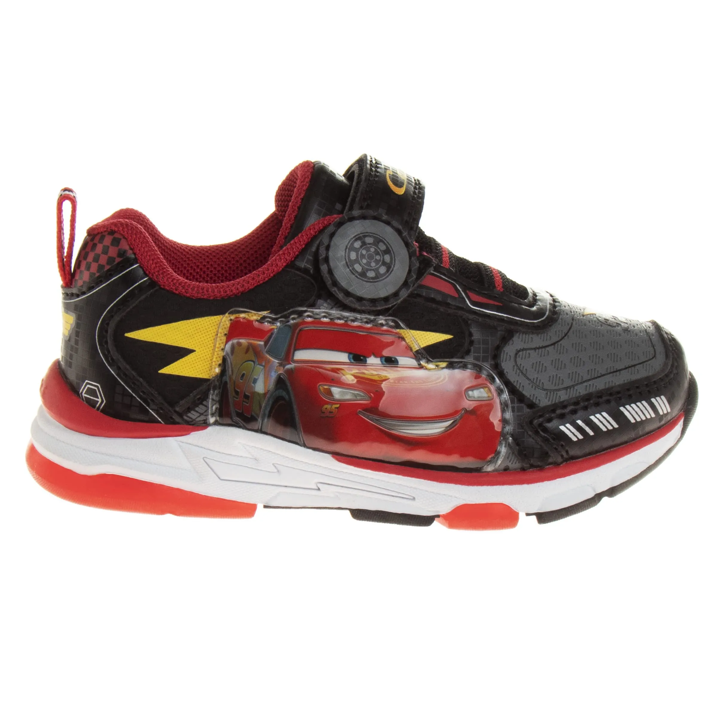 Disney Pixar Cars LED Light Up Sneakers - Lightning McQueen Shoes Kids Lightweight Tennis Breathable Athletic Shoe (Size Toddler - Little Kids)