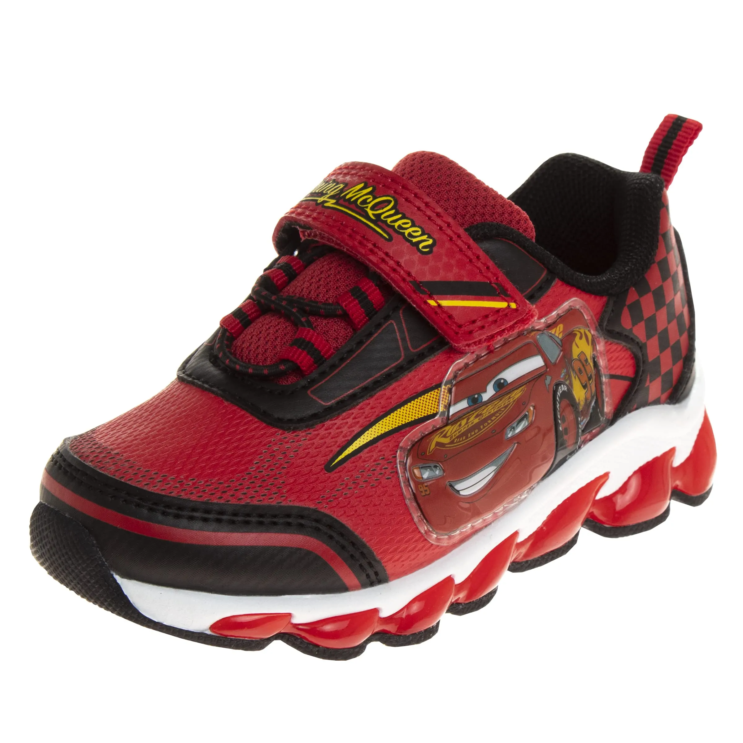 Disney Pixar Cars LED Light Up Sneakers - Lightning McQueen Shoes Kids Lightweight Tennis Breathable Athletic Shoe (Size Toddler - Little Kids)