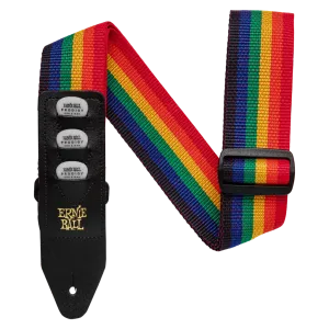 ERNIE BALL PICK HOLDER GUITAR STRAP - RAINBOW