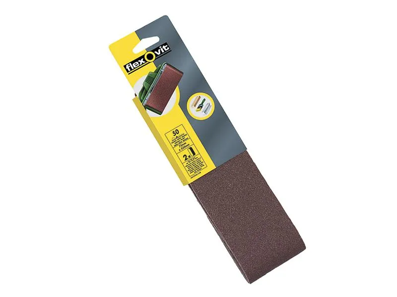 Flexovit Cloth Sanding Belts 533 X 75Mm 120G Fine (Pack Of 2)
