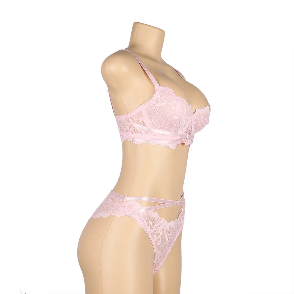 Floral Lace Adjustable Strap Underwire Bra Set Egypt