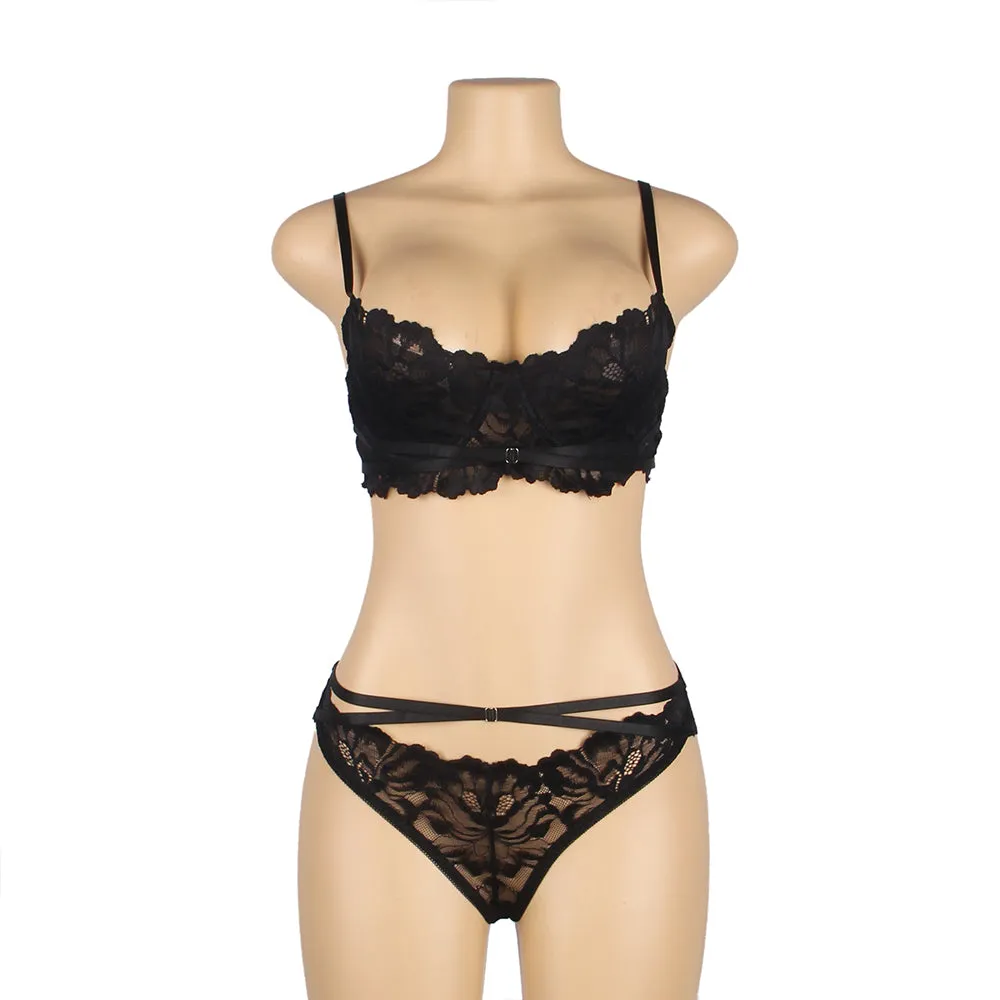 Floral Lace Adjustable Strap Underwire Bra Set Egypt