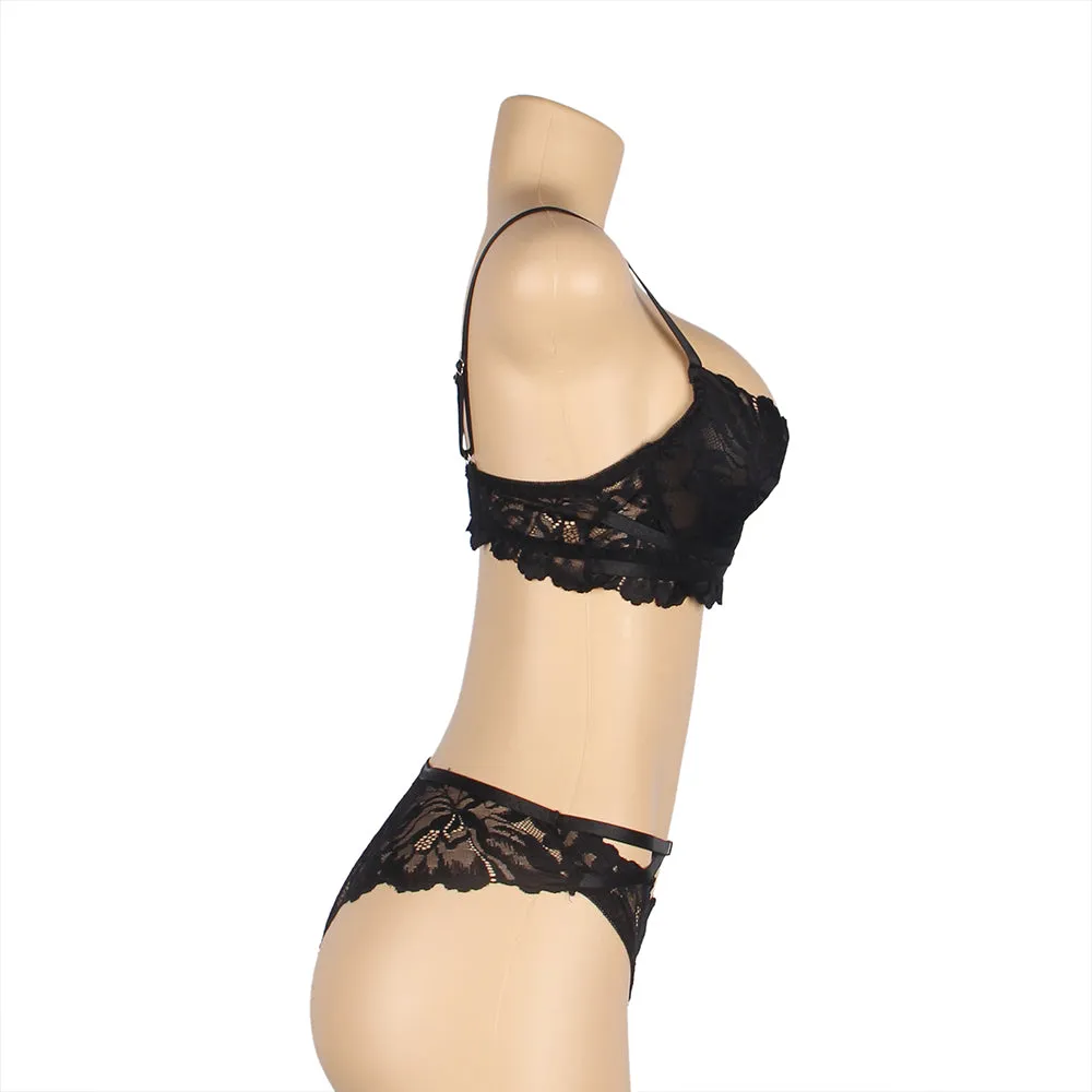 Floral Lace Adjustable Strap Underwire Bra Set Egypt