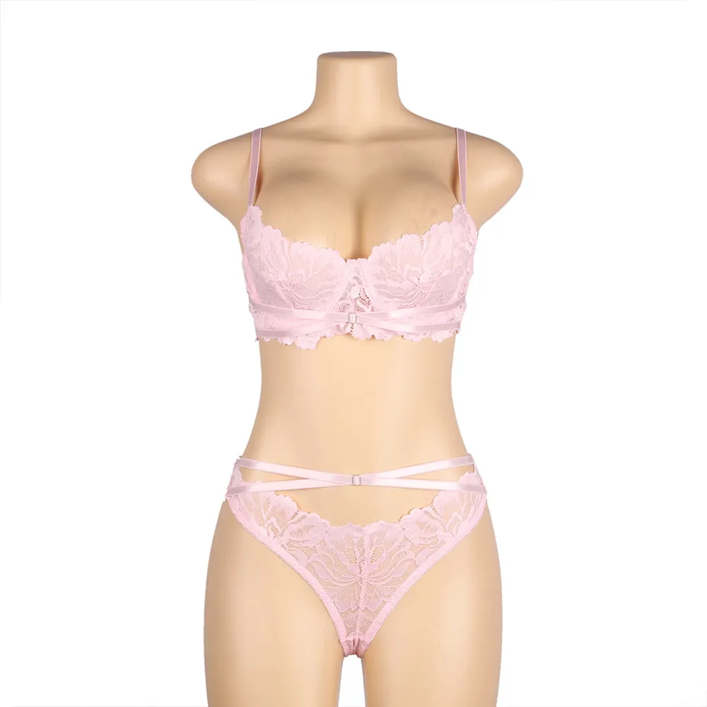 Floral Lace Adjustable Strap Underwire Bra Set Egypt