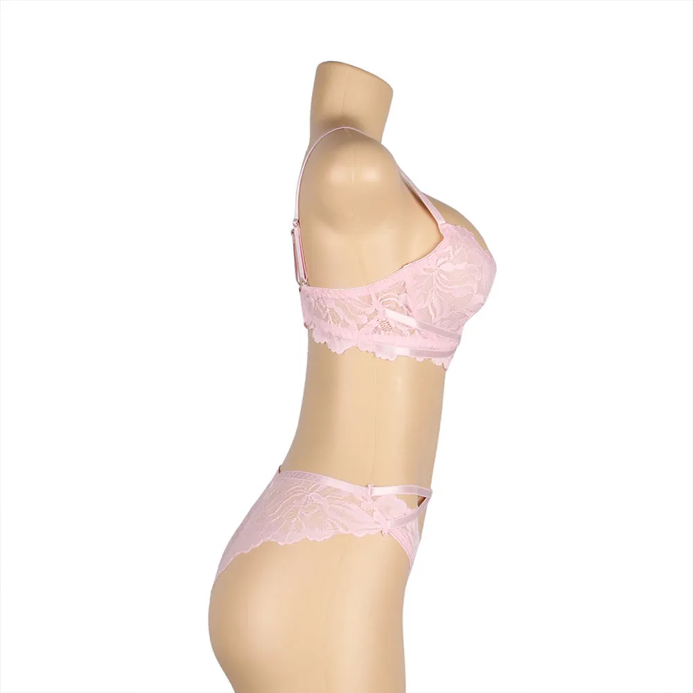 Floral Lace Adjustable Strap Underwire Bra Set Egypt