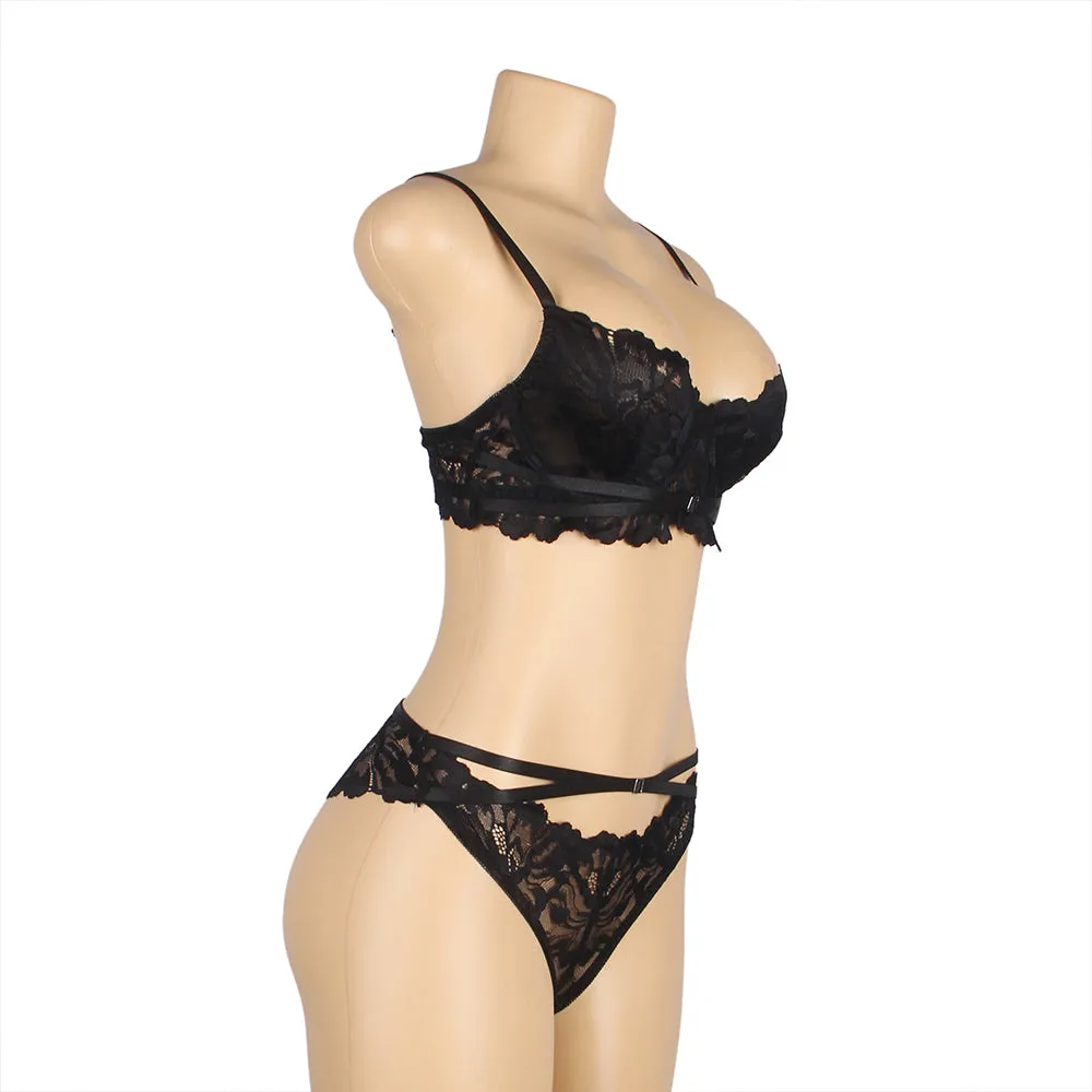 Floral Lace Adjustable Strap Underwire Bra Set Egypt