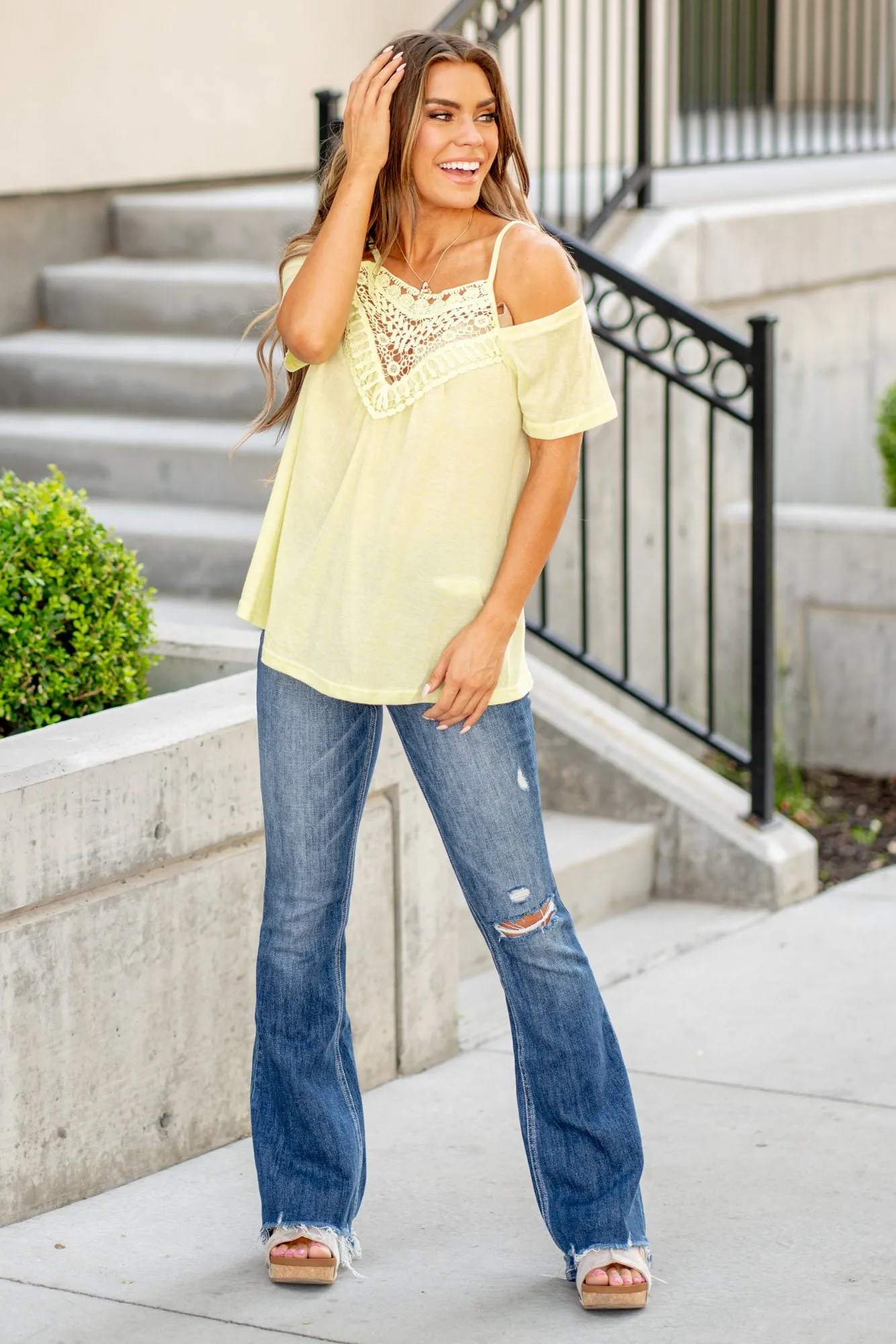 Front Crochet Lace Adjustable Strap Top
