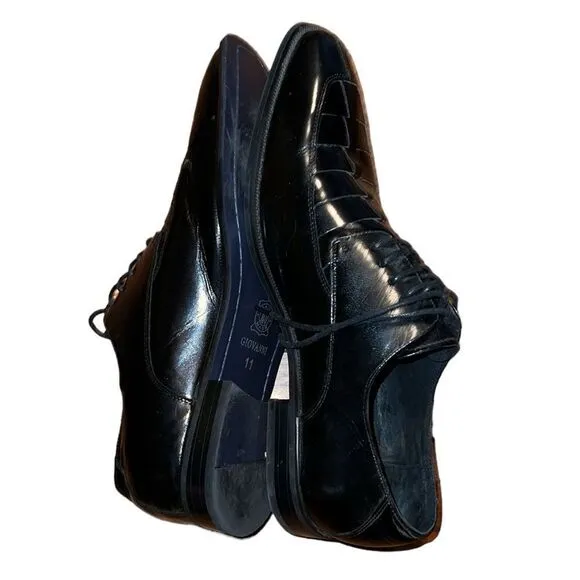 Giovanni Black Leather Shoes Size 11