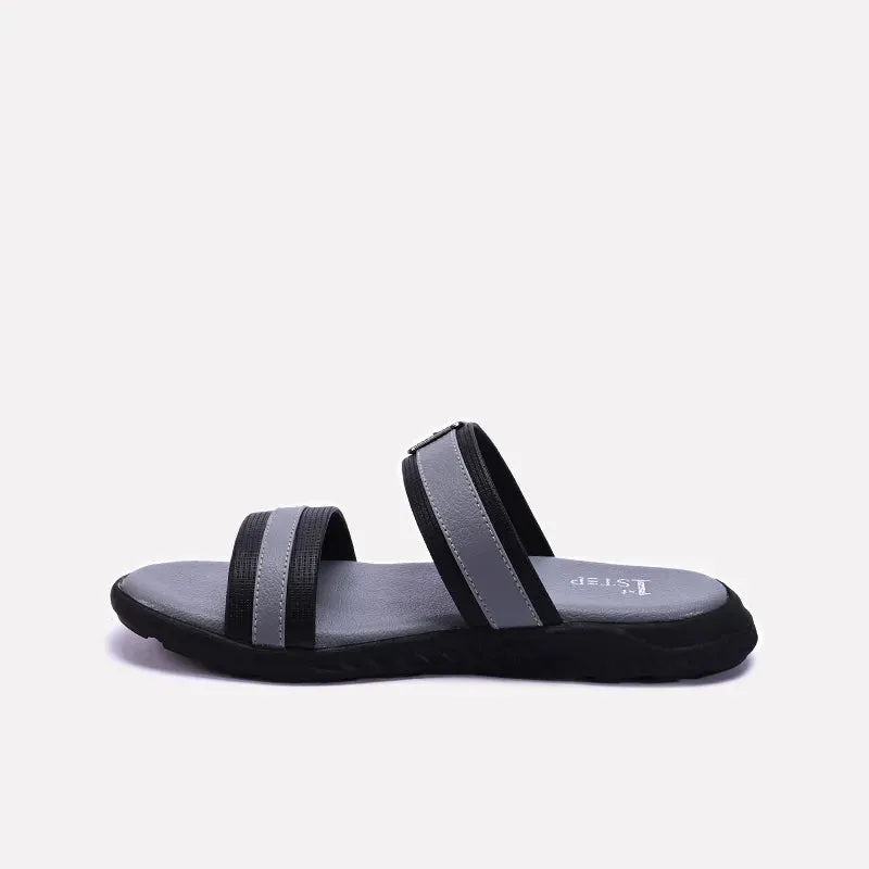 Gray Double Strap Slippers 0151045
