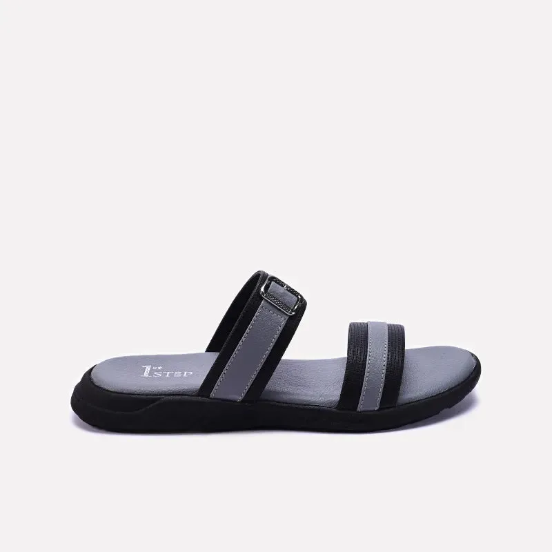 Gray Double Strap Slippers 0151045