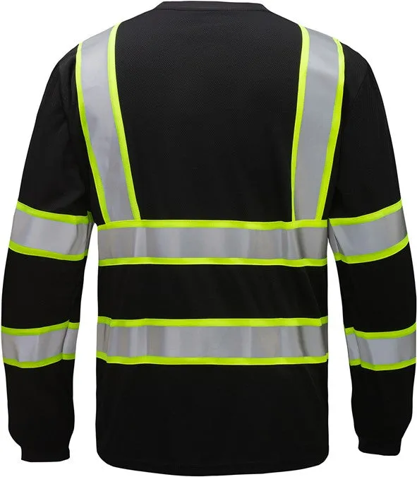 GSS Black Two Tone Long Sleeve T-Shirt, Non ANSI (each)