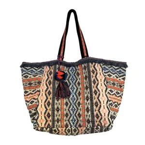 intricate beaded stripes tote bag