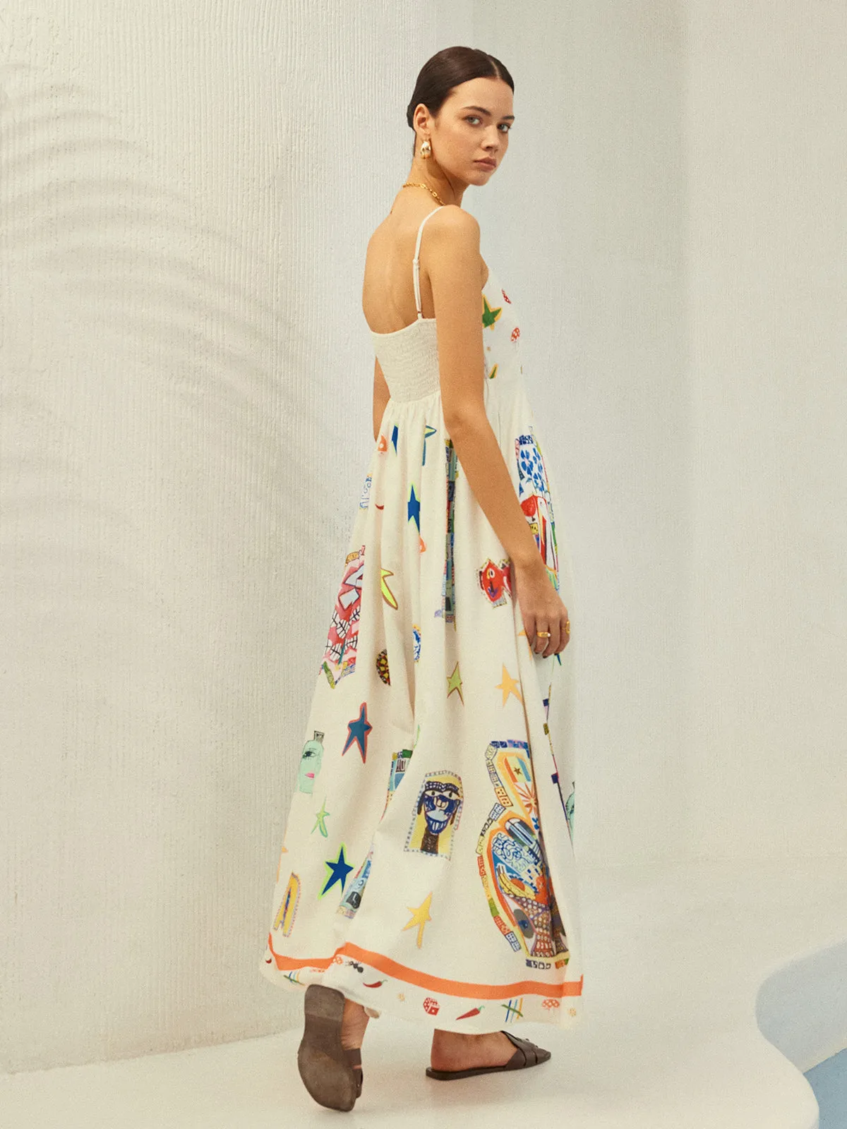 JazzHer Adjustable Strap Print Dress
