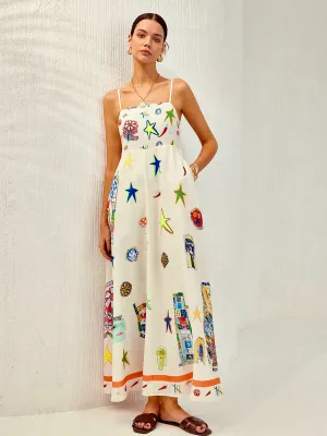 JazzHer Adjustable Strap Print Dress