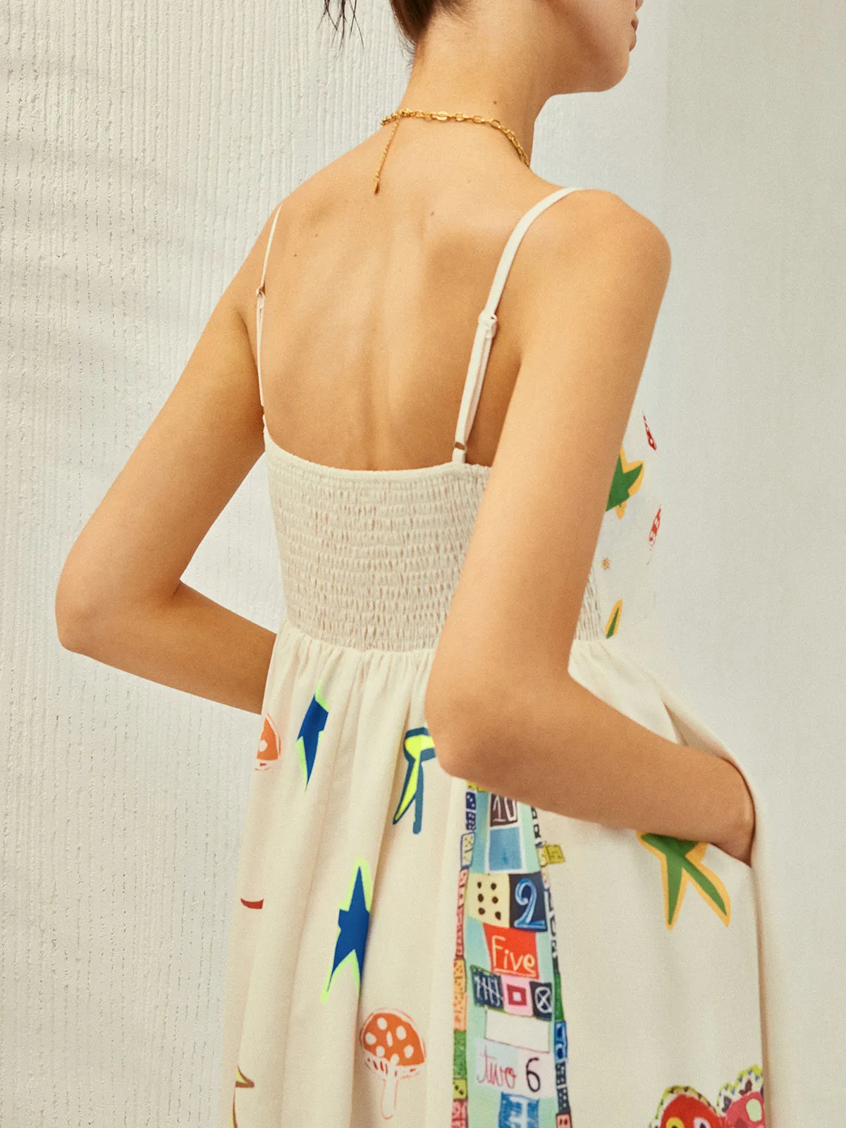 JazzHer Adjustable Strap Print Dress