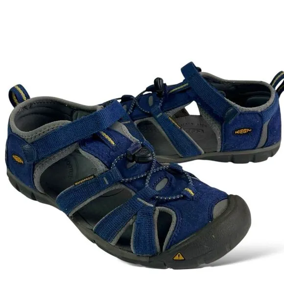 Keen Newport H2 Sandal Big Kid 5 37 Blue Waterproof Shoe Water Sport Bungee Cord