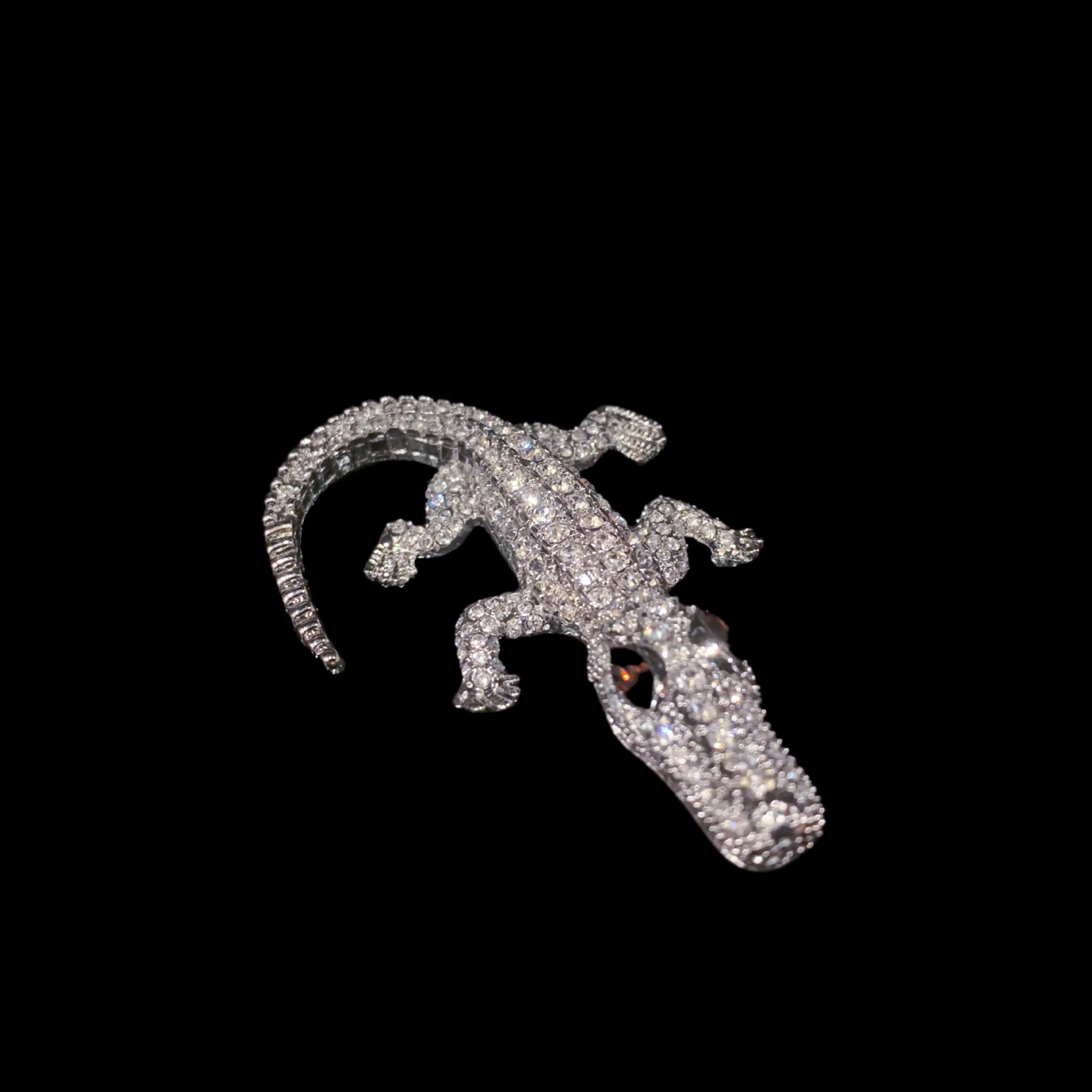 Kid Gator Paperweight Collectible Featuring Premium ® Crystals | Smoked Topaz Eyes