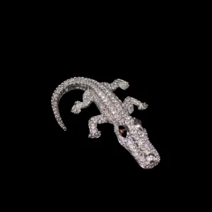 Kid Gator Paperweight Collectible Featuring Premium ® Crystals | Smoked Topaz Eyes