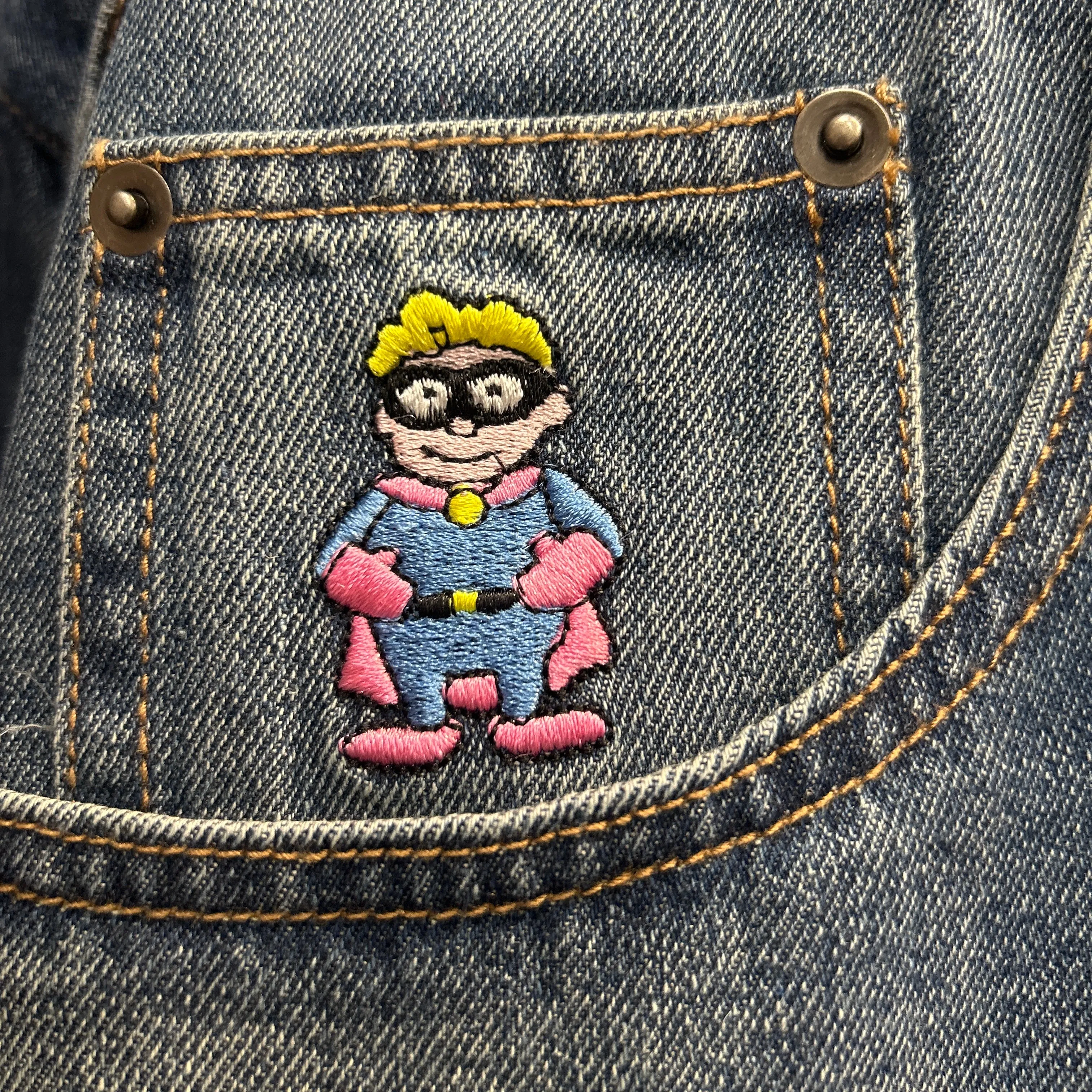 KID SUPER FACE PATCHWORK BAGGY SHORTS