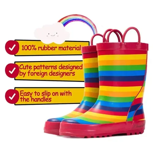 Kids Girl Boy Rain Boots Ranbow - KKOMFORME