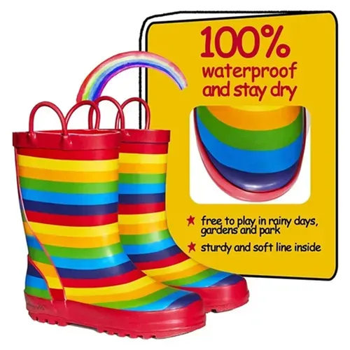 Kids Girl Boy Rain Boots Ranbow - KKOMFORME