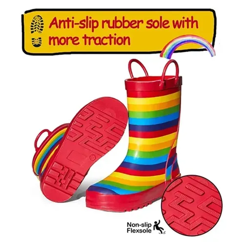 Kids Girl Boy Rain Boots Ranbow - KKOMFORME