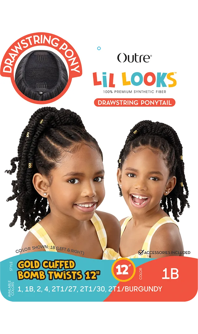 Lil Looks Ponytail - Gold Cuffed Bomb Twists 12"