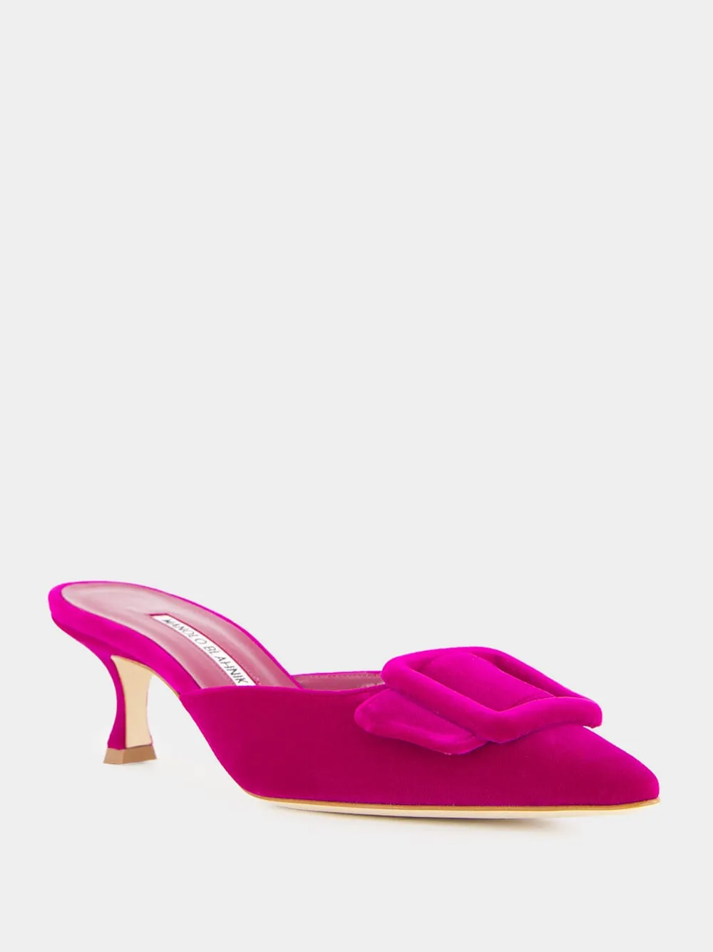 Maysale Purple Velvet Buckle Detail Mules