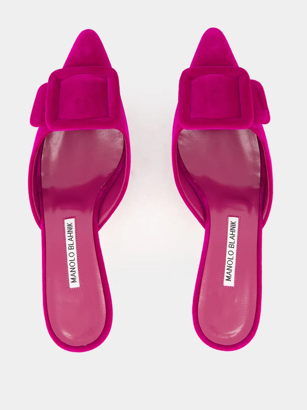 Maysale Purple Velvet Buckle Detail Mules