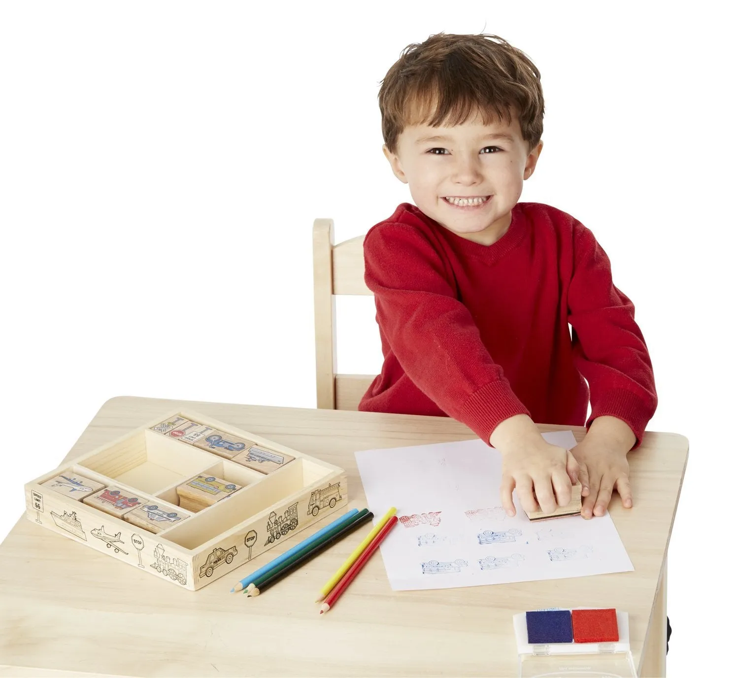 Melissa & Doug Wooden Vehicles Stamp Set