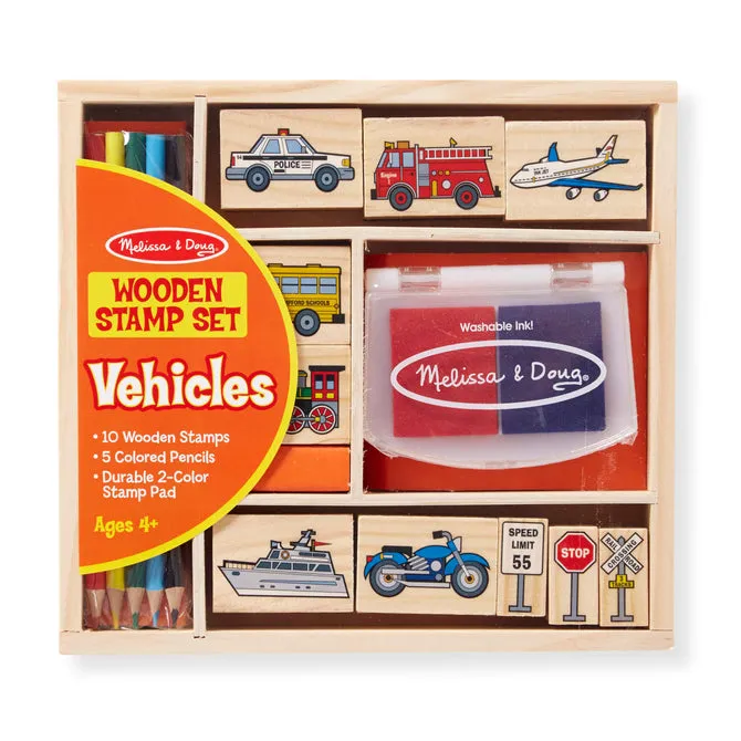 Melissa & Doug Wooden Vehicles Stamp Set