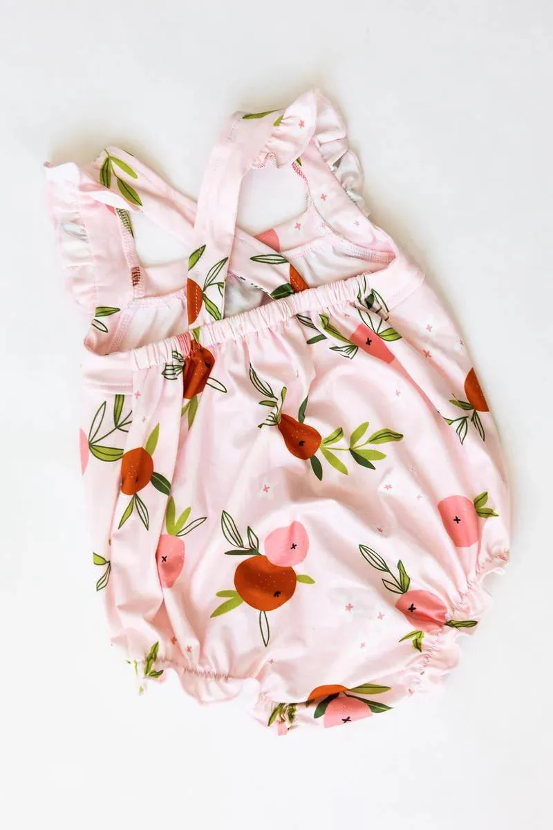 Mila & Rose Tangerine Ruffle Cross Back Romper