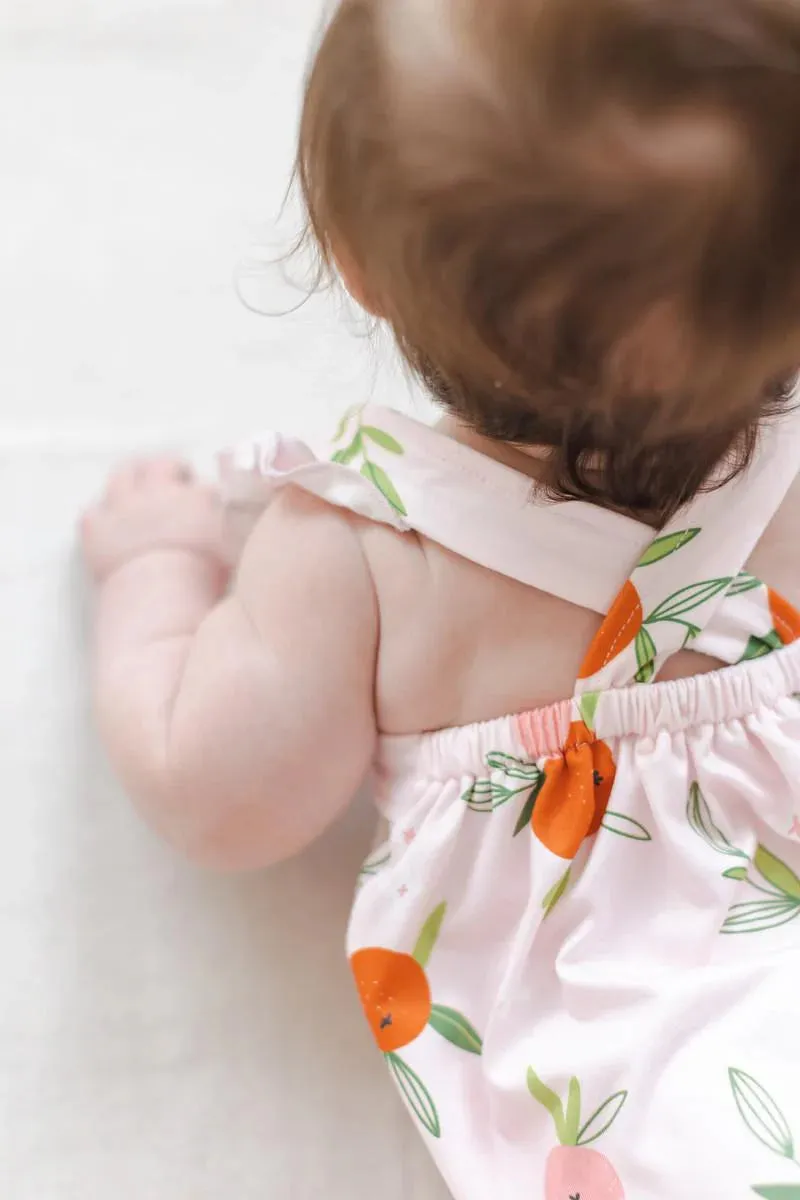 Mila & Rose Tangerine Ruffle Cross Back Romper