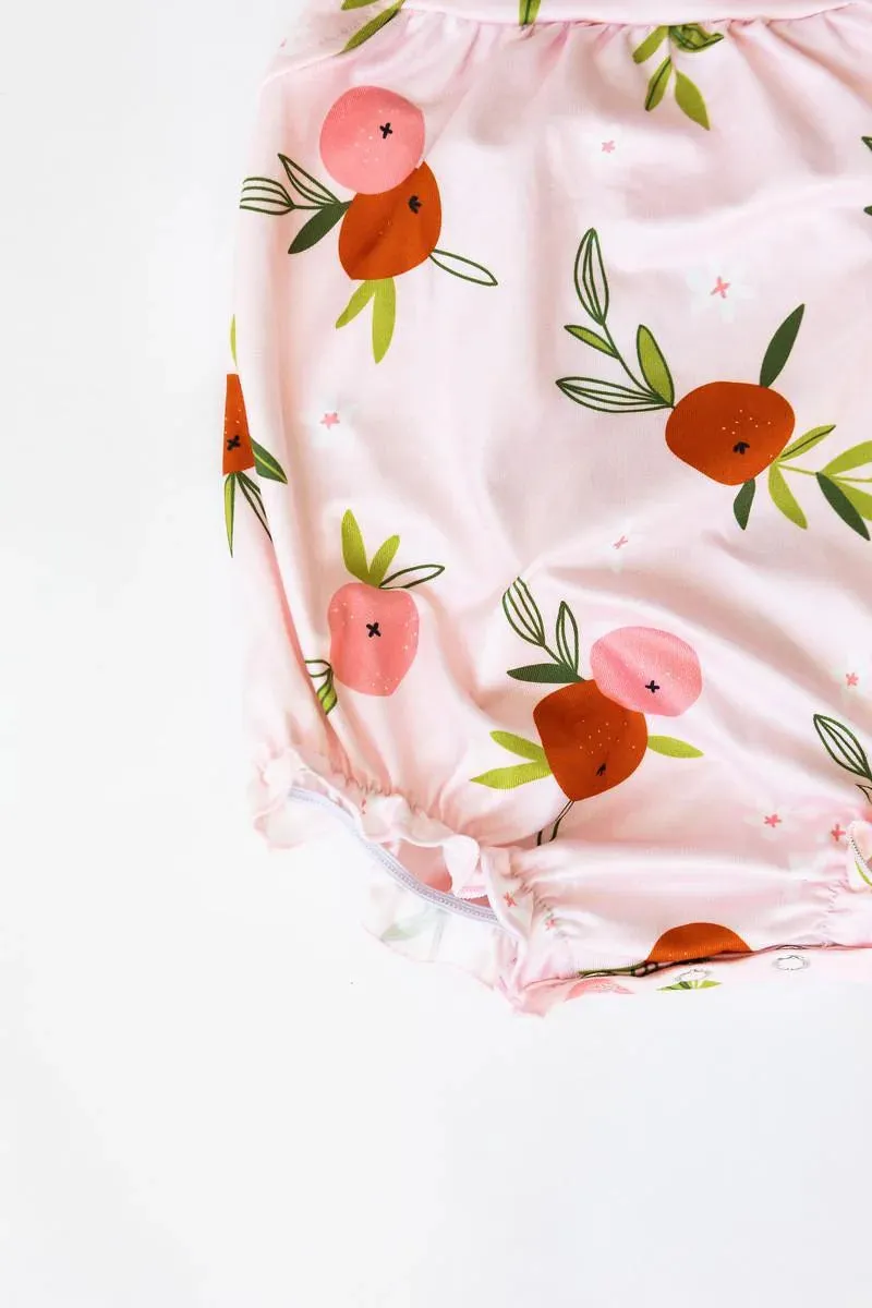 Mila & Rose Tangerine Ruffle Cross Back Romper