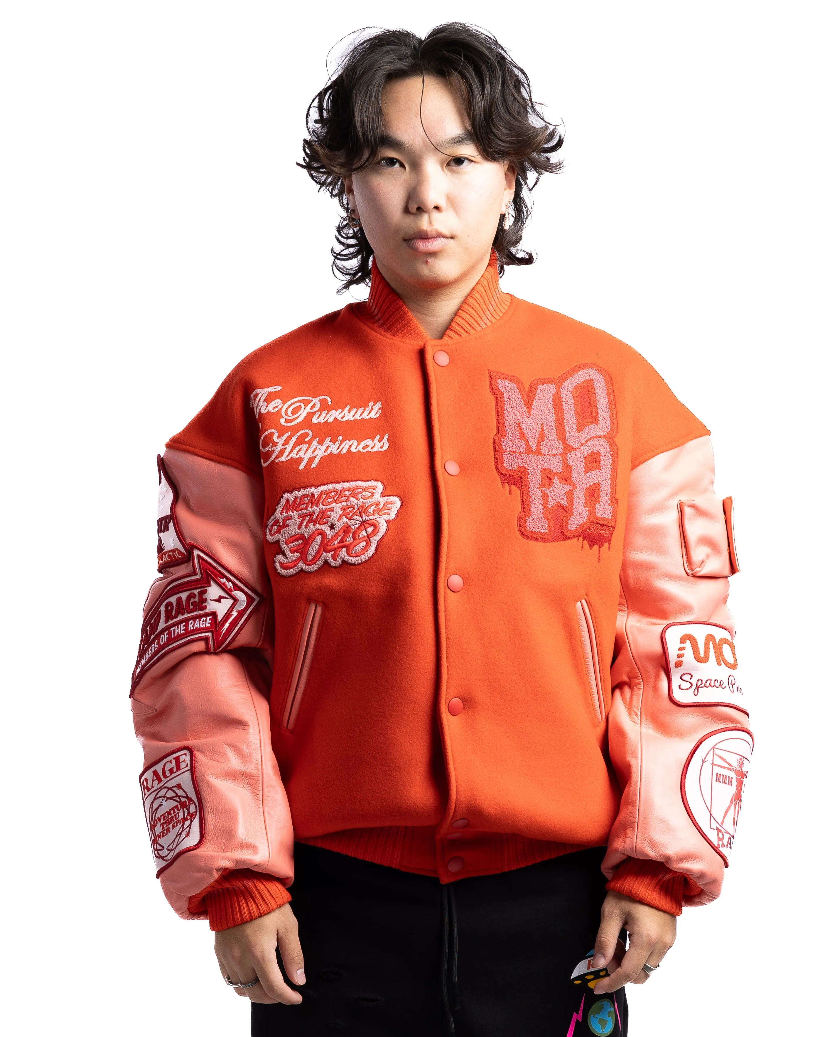 MOTR Oversized Varsity Jacket Tomato Cherry