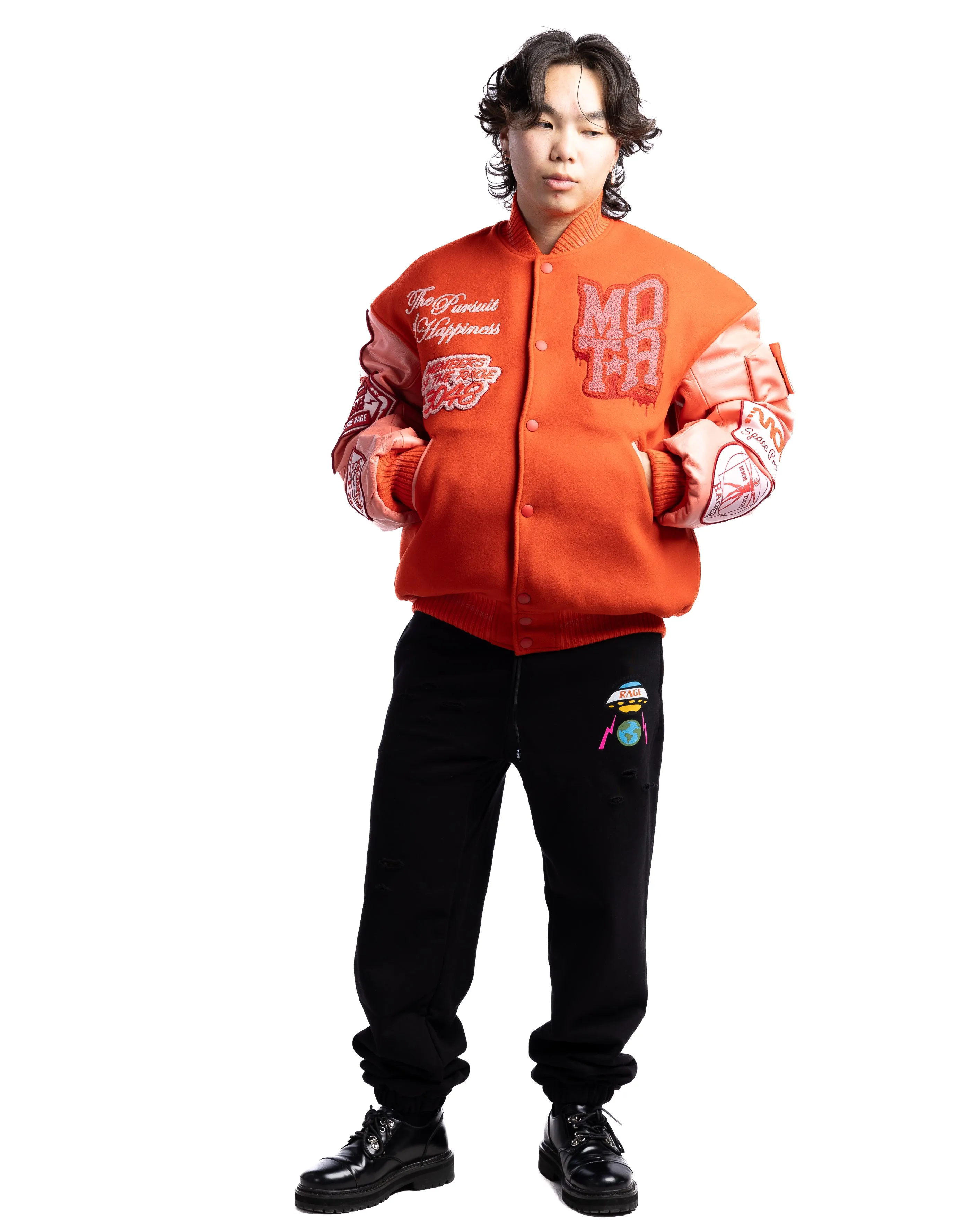 MOTR Oversized Varsity Jacket Tomato Cherry