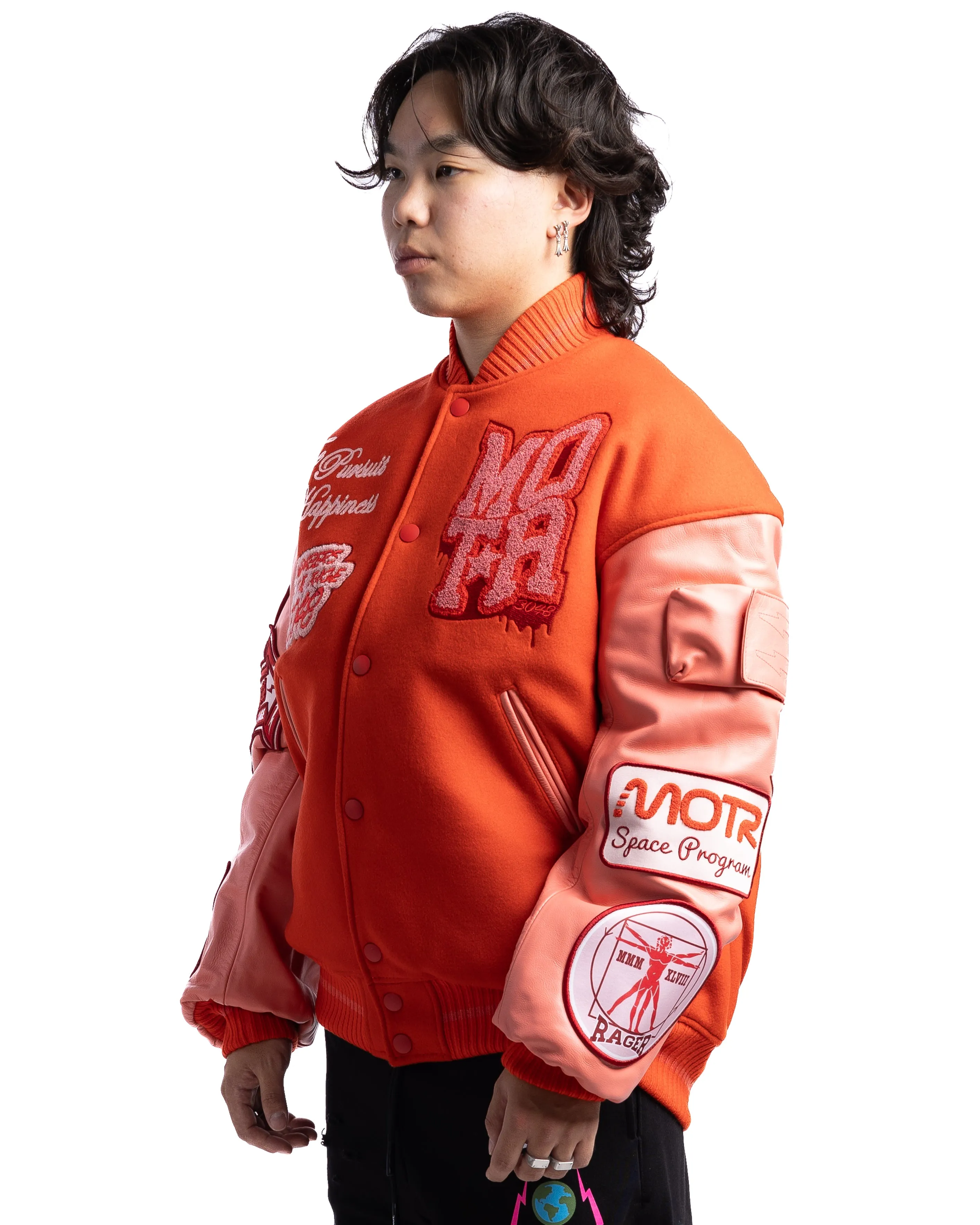 MOTR Oversized Varsity Jacket Tomato Cherry