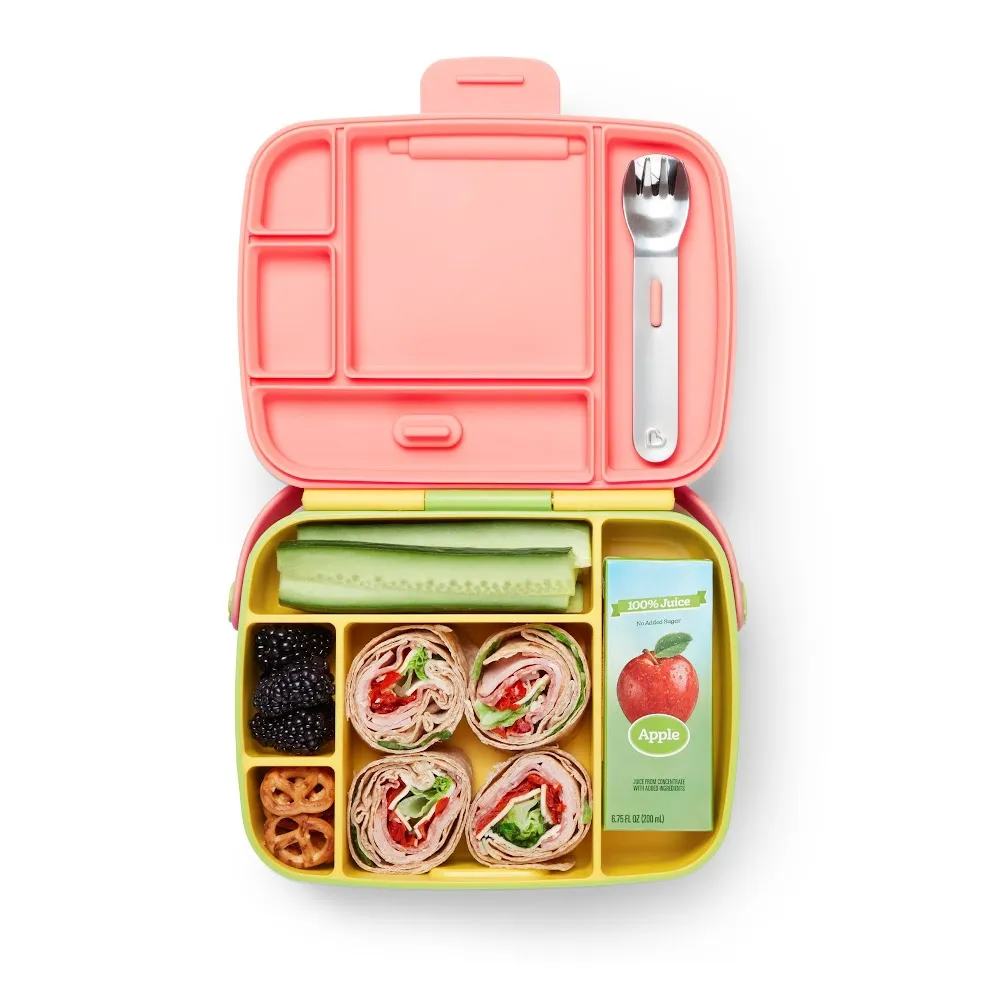 Munchkin Lunch Bento Box with Stainless Steel Utensils