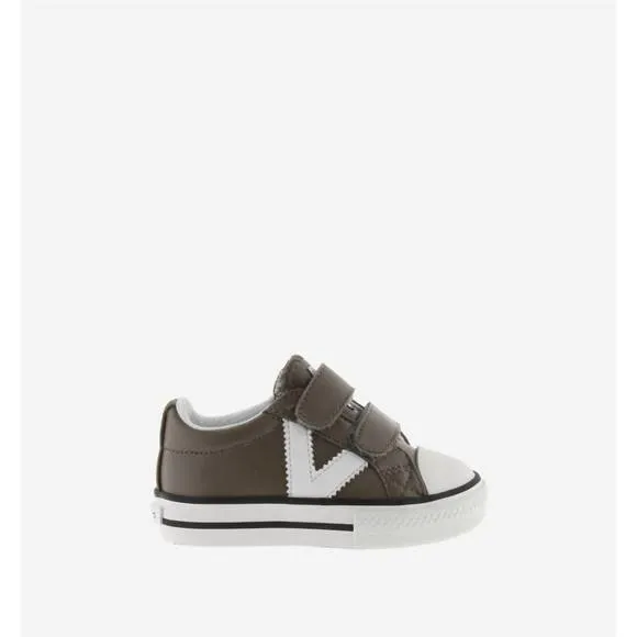 NEW VICTORIA SHOES toddler tribu double velcro trainers sneakers in taupe