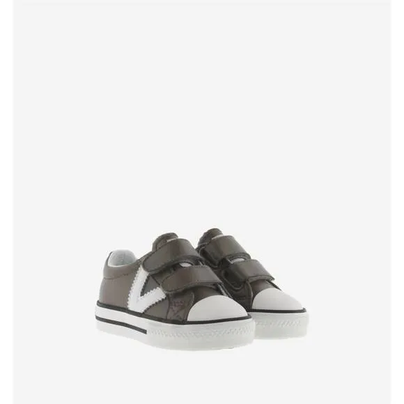 NEW VICTORIA SHOES toddler tribu double velcro trainers sneakers in taupe