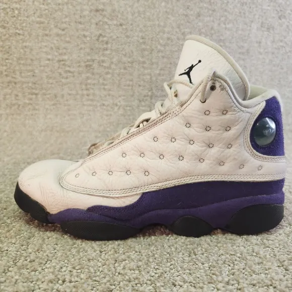 Nike Air Jordan 13 Retro Lakers GS Boys Size 6Y White Purple Leather Upper