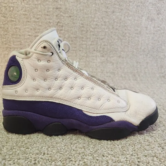 Nike Air Jordan 13 Retro Lakers GS Boys Size 6Y White Purple Leather Upper