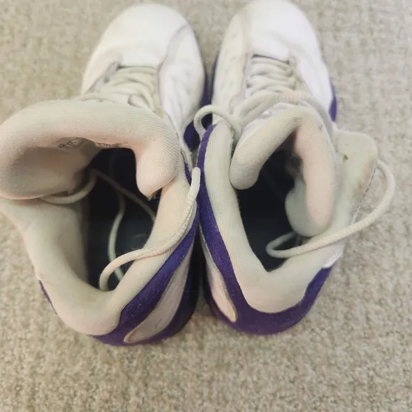 Nike Air Jordan 13 Retro Lakers GS Boys Size 6Y White Purple Leather Upper