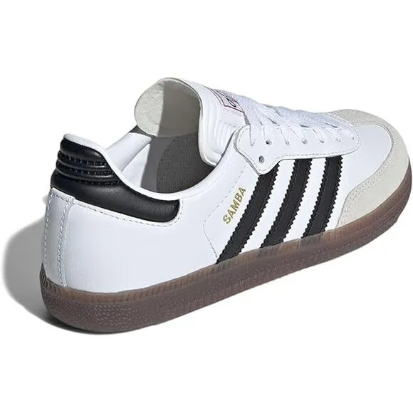 NWT adidas Unisex Little Kid Samba Indoor Sneaker, White/Black/Gum-Size 11
