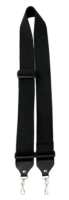 Perris 2" Deluxe Ribbed Black Cotton Banjo Strap with Metal Hooks
