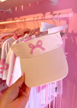 Pink Embroidered Bow Visor