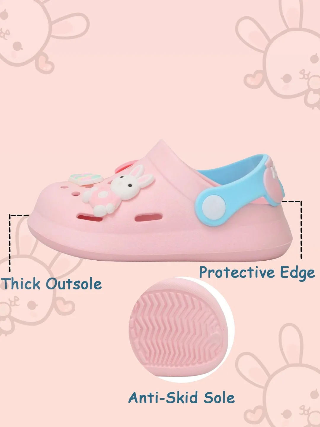 Playful Pink Bunny Themed Clogs for Girls
