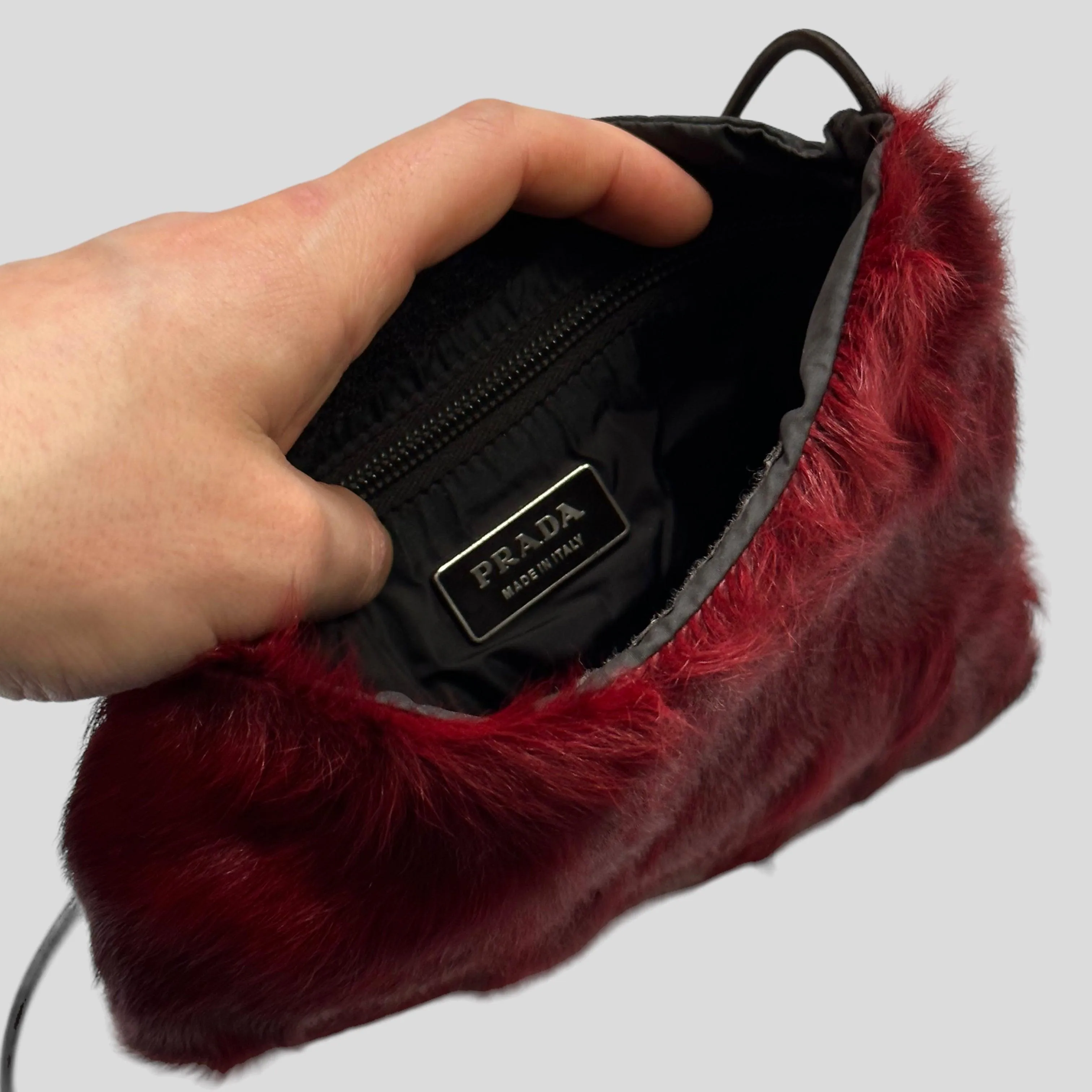 Prada Sport 1999 Goat Fur Reversible Crossbody Bag